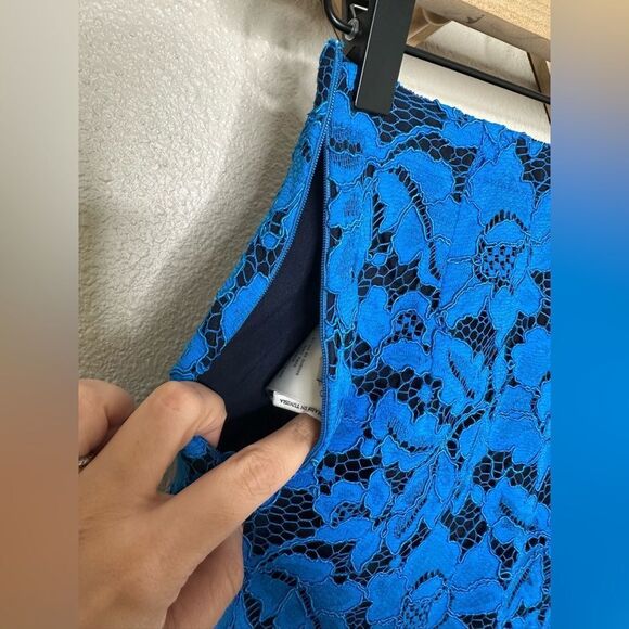 Sandro Mid Length Lace Skirt Blue Sz 1 - Picture 4 of 8